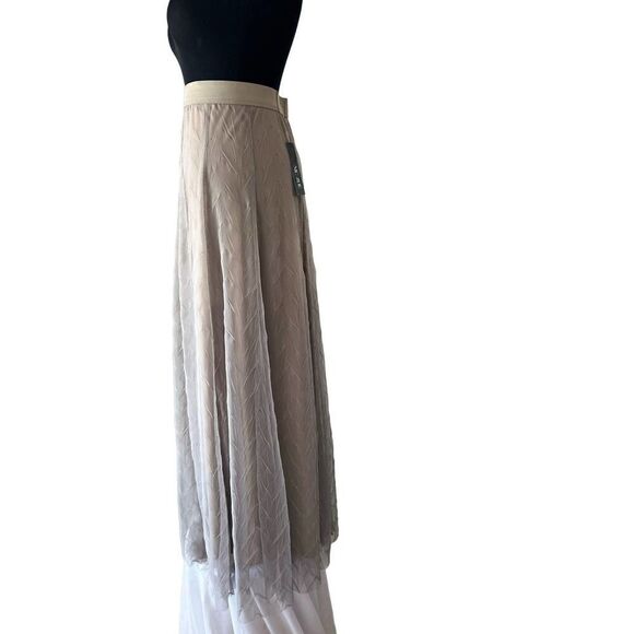 NIC + ZOE NWT MAXI ZIG ZAG TULLE SKIRT SIZE SMALL TAUPE - Picture 4 of 11